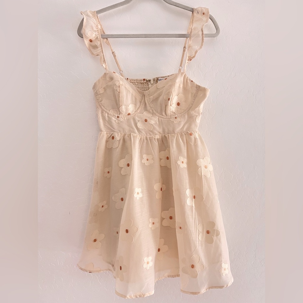 NWOT Storia Patchwork Daisy Babydoll Mini Dress - Picture 2 of 9